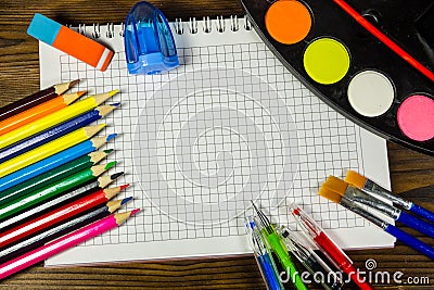 Set of school stationery supplies. Back to school concept Stock Photo