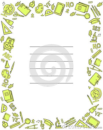 Set of school supplies. Sample cover for notebook. Vector illustration. Vector Illustration