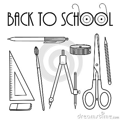 Back To School Vector Illustration, set of school stuff Vector Illustration