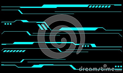 Set of sci fi blue cyber line set user interface elements technology futuristic design modern creative on black background vector Vector Illustration