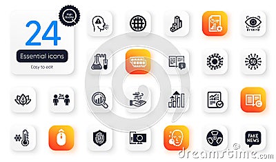 Set of Science flat icons. Recovery computer, Low thermometer and Wind energy elements for web application. Vector Vector Illustration