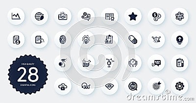 Set of Science icons, such as Augmented reality, 360 degrees and Timer flat icons. For website design. Vector Vector Illustration