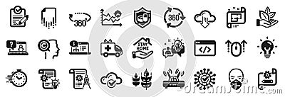 Set of Science icons, such as Cloud computing, Seo script, Medical tablet. Vector Vector Illustration