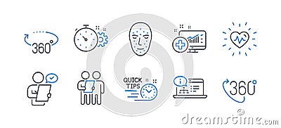 Set of Science icons, such as Customer survey, Survey, Face biometrics. Vector Vector Illustration