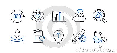 Set of Science icons, such as Diagram graph, Atom, Patient history. Vector Vector Illustration