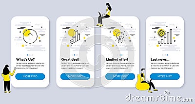 Set of Science icons, such as Swipe up, 3d chart, Idea. Vector Vector Illustration