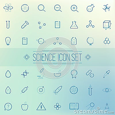 Set Science Physics Chemistry Medicine Trendy Icon Vector Illustration