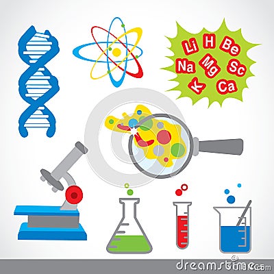 Set of science stuff icon Lab cartoon vector Vector Illustration