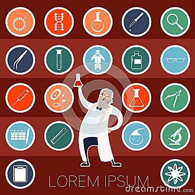 Set of sciense icons Vector Illustration