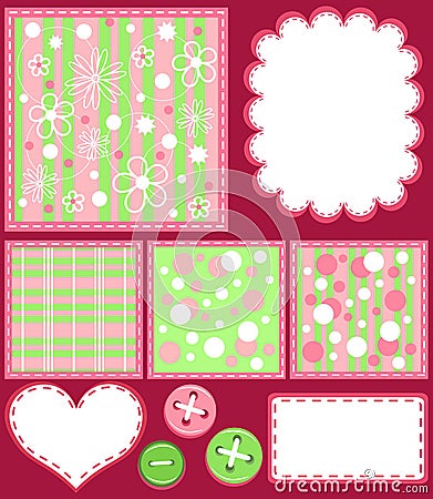 Set for scrapbooking. Four seamless. Vector Illustration