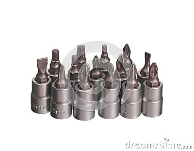 Set of screwdriver heads Stock Photo