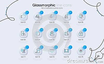 Set of Scroll down, Delivery and Mineral oil line icons for web app. Pictogram icon. Vector Vector Illustration