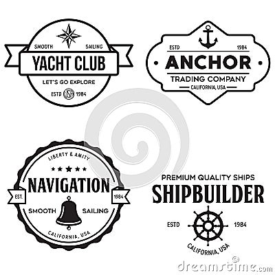Set of sea and nautical typography badges and design elements. Templates for company logo Stock Photo