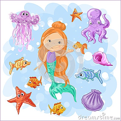 Set on a sea theme Vector Illustration