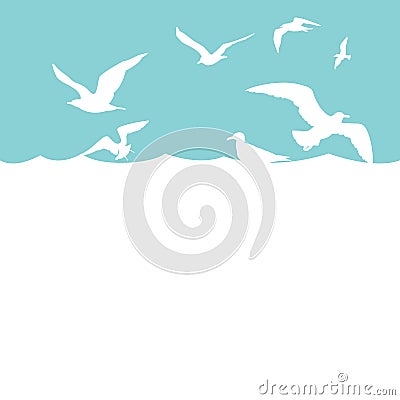 Set of seagulls silhouettes Vector Illustration