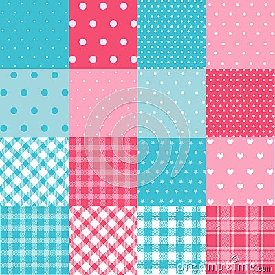 Set of seamless baby patterns Vector Illustration