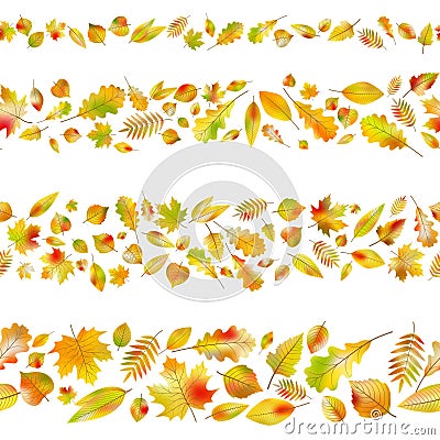 Set of seamless borders from autumn leaves. EPS 10 vector Vector Illustration