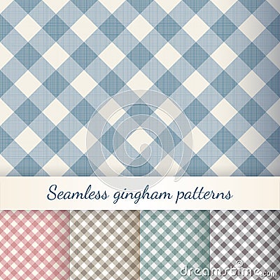 Set of seamless checkered gingham patterns Vector Illustration