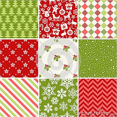 Set of seamless christmas patterns Vector Illustration