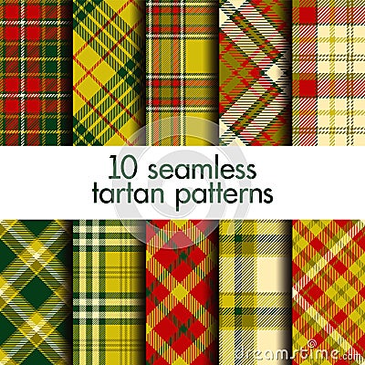 Set of seamless christmas tartan patterns Vector Illustration