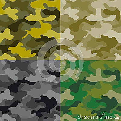 Set of seamless khaki patterns Vector Illustration