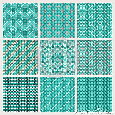 Set of seamless knitting patterns Vector Illustration