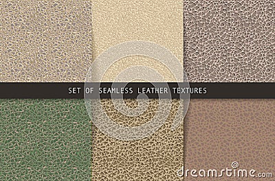 Set of seamless leather textures. Vector Illustration