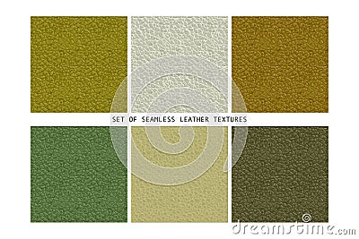 Set of seamless leather textures. Cartoon Illustration