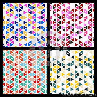 Set of seamless mosaic triangle pattern. Vector geometric background Vector Illustration