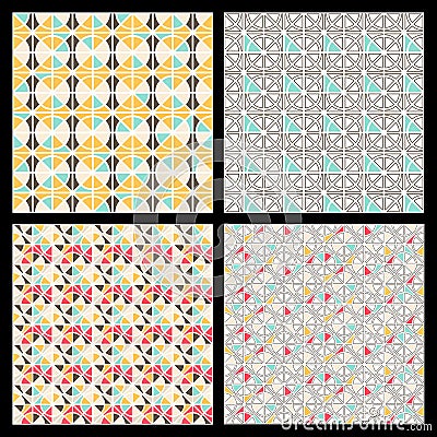 Set of seamless mosaic triangle pattern. Vector geometric background Vector Illustration
