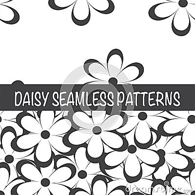 Set of seamless naive minimalistic patterns with little flowers. Vector Illustration
