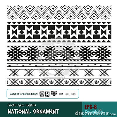 Set of seamless ornaments. Ancient pictures maya, inca and aztec, ornaments in old american indian style Vector Illustration