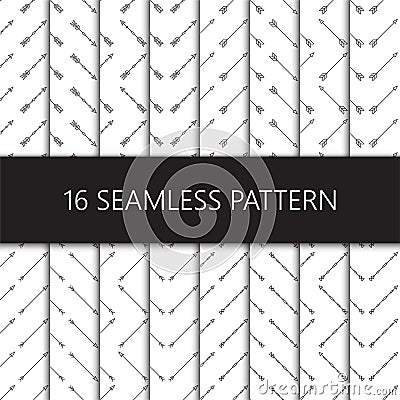 Set of seamless pattern with ethnic arrows Vector Illustration