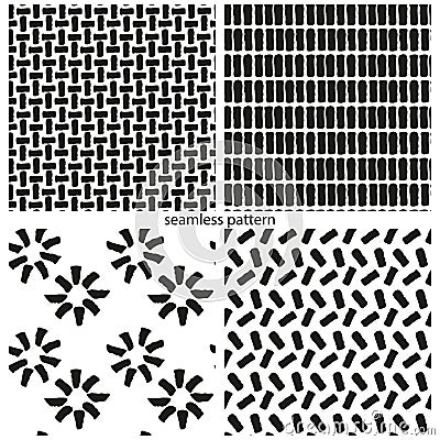 Set of seamless patterns - abstract asymmetrical bricks Vector Illustration