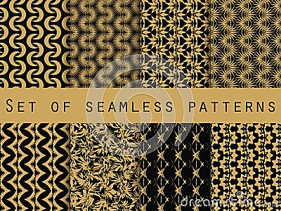 Set of seamless patterns with geometric shapes. The pattern for wallpaper, tiles, fabrics and designs. Vector Illustration