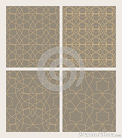 Set seamless patterns of Muslim tracery. Vector pattern for design cover, business card, flyer, invitation card, brochure. Vector Illustration