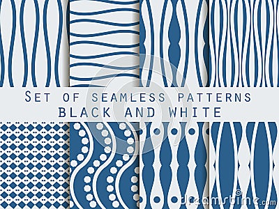 Set seamless patterns. The pattern of the lines. The pattern for wallpaper, tiles, fabrics, backgrounds. Vector Illustration