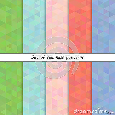 Set of seamless patterns triangles Vector Illustration