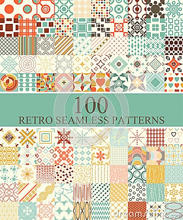 Set of 100 seamless retro Vector Illustration