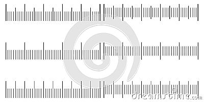 Set is a seamless scale for an analog meter, vector template scales in units of millimeter, centimeter, mm, cm Vector Illustration