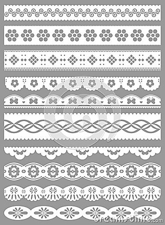 Set of seamless scalloped vector borders Vector Illustration