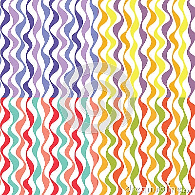 Set of Seamless Simple Wave Patterns. Vector Illustration