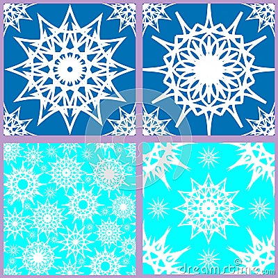 Set of seamless snowflake patterns Vector Illustration