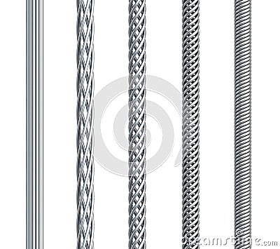 Set of seamless steel cable Stock Photo