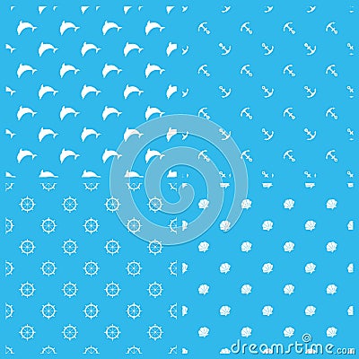 Set of seamless vector patterns in marine style Vector Illustration