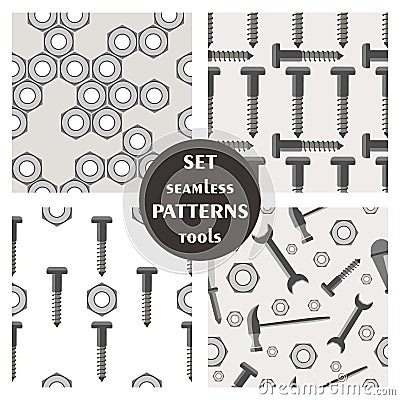 Set of seamless vector patterns with tools Vector Illustration