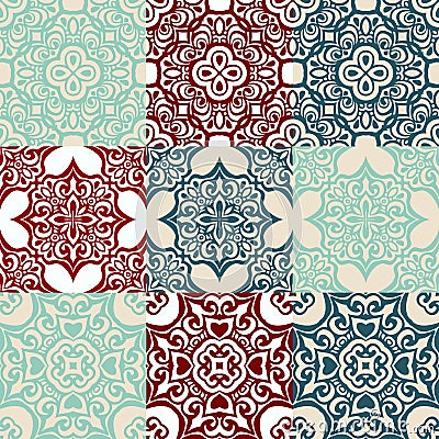 Set of Seamless vintage ornametal pattern. Vector Illustration