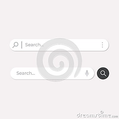 Set of search bar and voice recorder with search button bubble ui design elements illustration on isolated background Vector Illustration