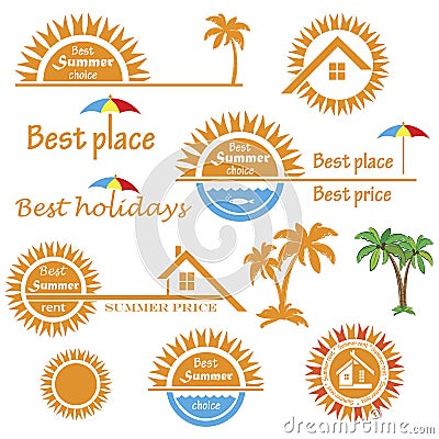 Set of season summer emblems, design elements Vector Illustration