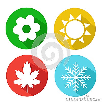Set of Seasons Icons. Winter, Spring, Summer, Autumn. Vector Illustration
